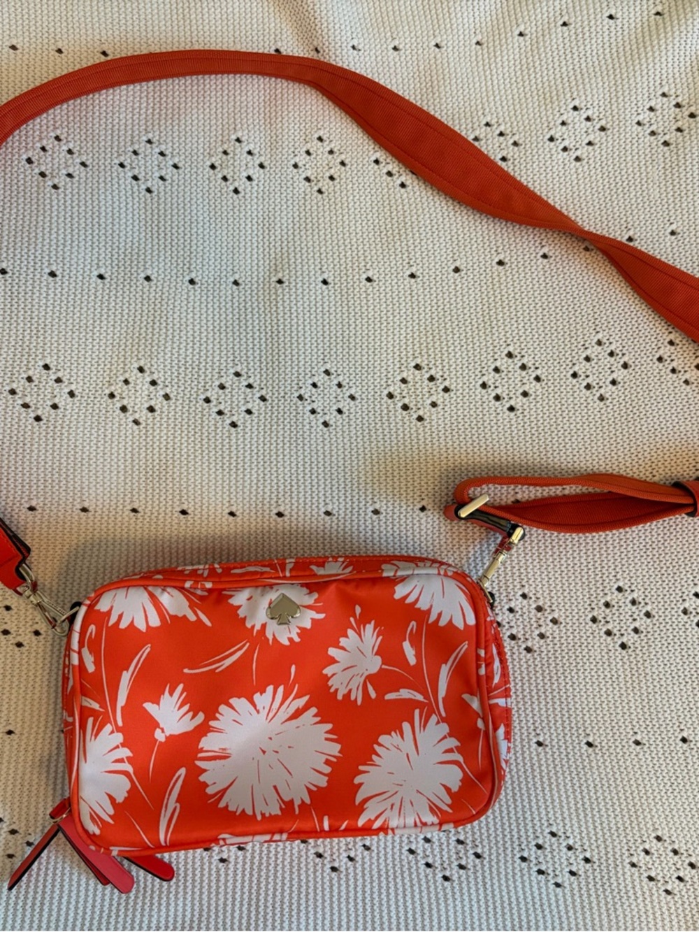Kate spade Floral Orange Crossbody Bag with White Bloom Accents